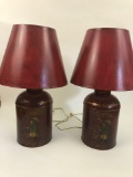 Pair of Vintage Metal Oriental Table Lamps