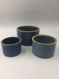 Blue Salt Glaze Nesting Crocks Set of 3