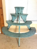 Antique Wooden Tiered Rolling Disply