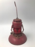 Antique Embury Lantern with Red Lamp No 40 Traffic Guard Warsaw NY OG Glass