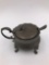 Pewter Mustard Pot with Blue Glass Insert and spoon