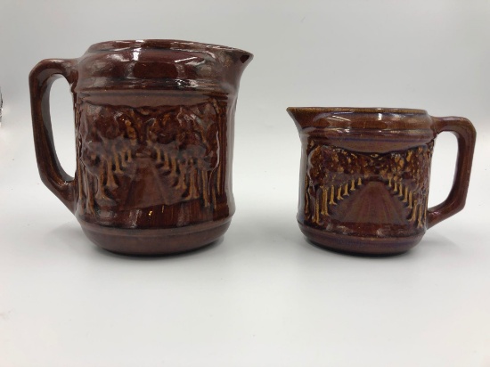 Early Rockingham Pitcher Lot of 2