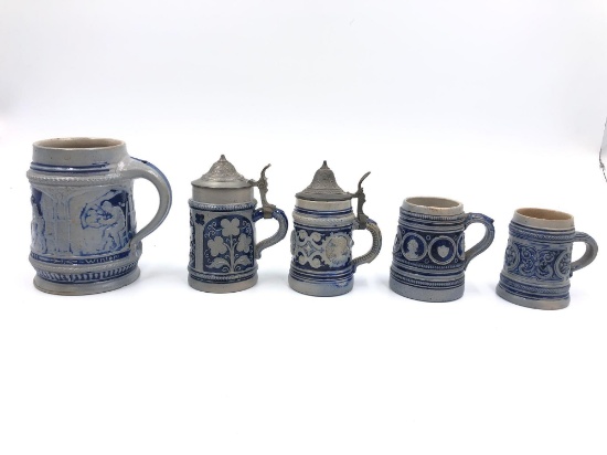 German Stein Lot of 5