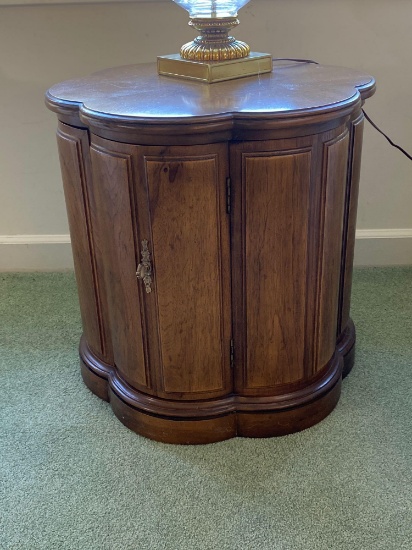 Flower shaped side table with cabinet