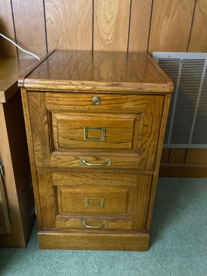 Oak 2 Drawer Filing Cabinet