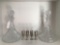 2 Pressed Glass Captains Decanters & 4 Sterling Silver Overlay Cordial Glasses
