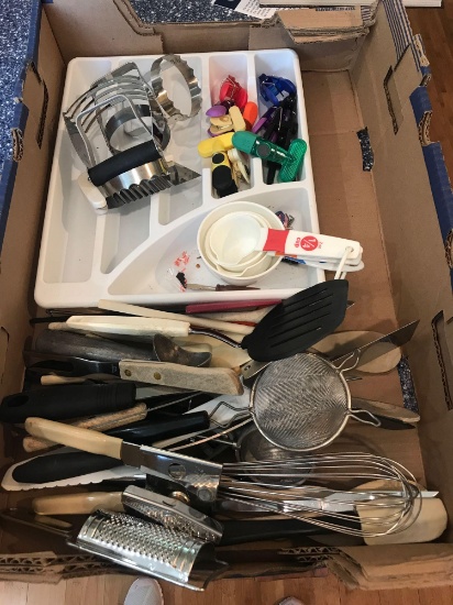 Miscellaneous box of kitchen utensils