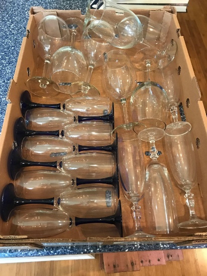 Box of Wine and Champagne glasses