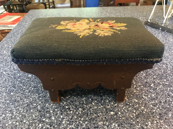 Embroidered top small foot stool