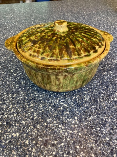 Rockingham Woodland Glaze Crock w/Lid