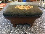 Embroidered top small foot stool