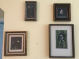 4 framed signed T. Gibbons Owl Paintings