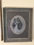 Framed Cocker Spaniel signed Baccheschi 8/1/92