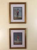 Pair of framed soldier prints