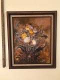 Framed abstract Floral painting signed D. Mellen