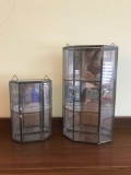 Two small Lead & Glass Wall Showcases