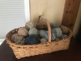 Large Handmade basket full of yarn balls