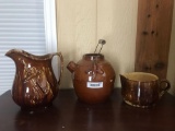 Lot of Assorted Pottery Pitchers including Rockingham