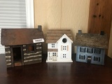 Lot of 3 Handmade Miniature Houses