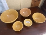 Set of 5 Farmhouse Yellow Ware Mixing Bowls
