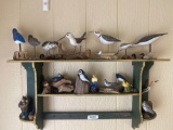 Wall Shelf with Various Bird Figurines