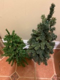 Two Small Artificial Christmas Trees