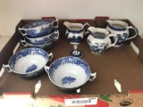 Misc. Box Lot of Blue & White China - Spode, Wood & Sons, etc.