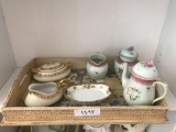 Assorted Lot of Hand Painted China with Tray