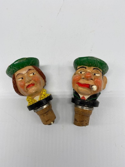 Hand Carved & Painted German Bottle Stops