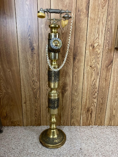 Vintage Brass Floor Standing Rotary Phone