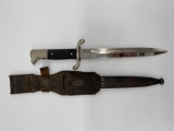 WW2 era German Fireman's Parade Bayonet with Leather Frog and Scabbard