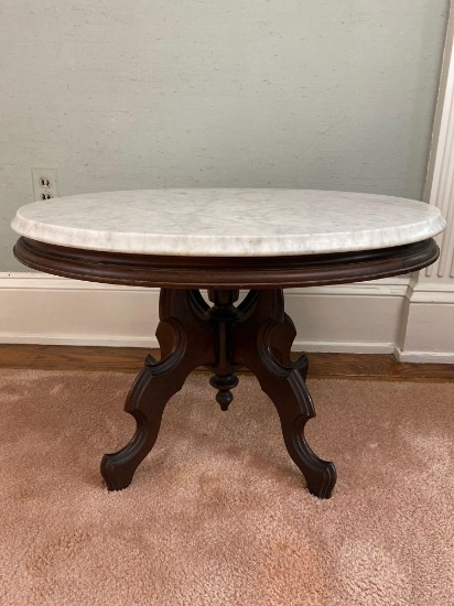 1860s Mahogany Oval Marble Top Table