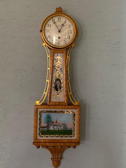 Antique Waltham Banjo Wall Clock George Washington