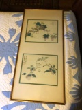 Asian Print of squirrel and of a Bird