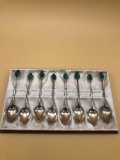 Silver & Jade Buddha coffee spoon set of 8