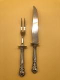 Gorham Carving Knife and Fork Set with Sterling Handles