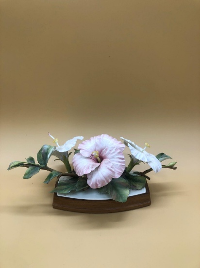 Worcester Royal Porcelain Hibiscus by R. Van Ruyckevelt