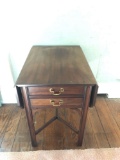 Mahogany Dropleaf Side Table w/ 2 Drawers 1 of 2