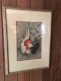 Japanese Woodblock Print Rooster and Hen after Koson