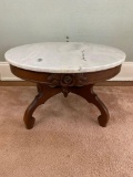 Round Pecan Marble Top Table