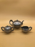 Chinese Jade and Metal Tea Set