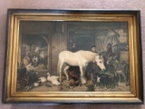 Scottish Barn Animals Print in Antique Frame