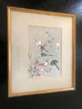 Japanese Print of Birds on a cherry tree