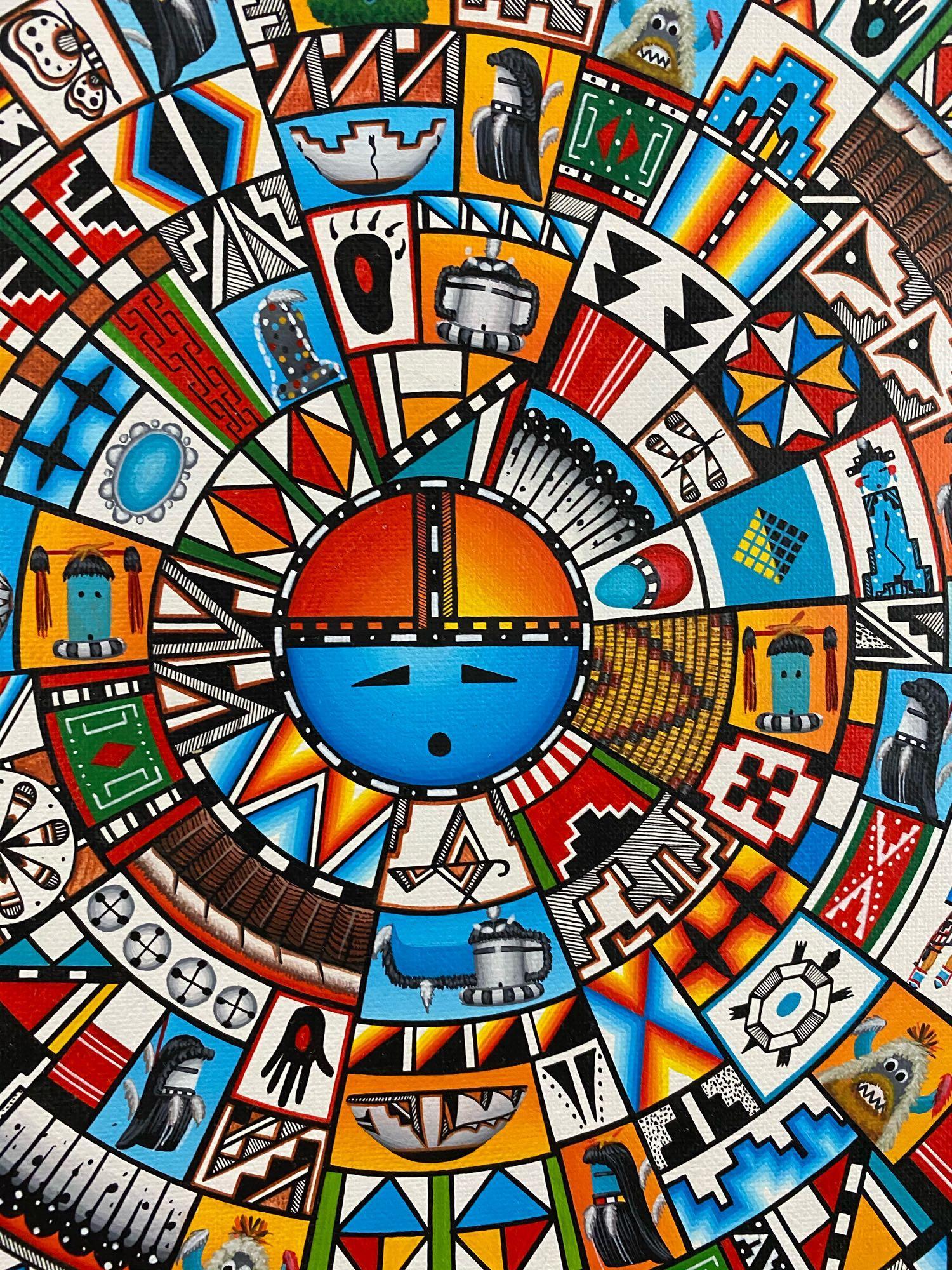 Hubert Patrick Sanchez ズニ族 アクリル画 Vivid Original Acrylic 