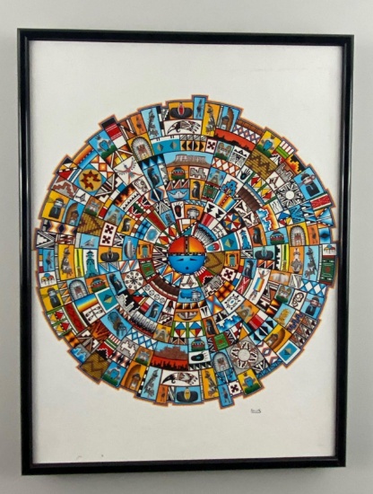 Vivid Original Acrylic "Kaleidoscope" on Canvas by Zuni Artist Patrick Sanchez.