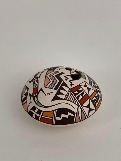 Carolyn Concho signed Acoma Kokopeli Seed Jar