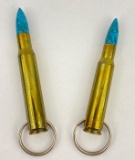 Pair of Turquoise Bullet Rifle Cartridge Key Chains
