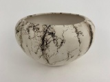 Large Horsehair Acoma Pueblo Pottery Bowl signed by G. Louis