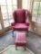 Red Upholstered Arm Chair W/ Foot Stool