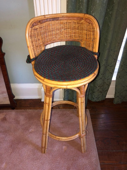 Bamboo and Wicker Bar Chair.